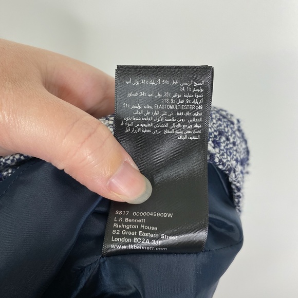 L.K. Bennett Astrala Navy Tweed Skirt Sz. 10 Classic Preppy - Picture 9 of 9